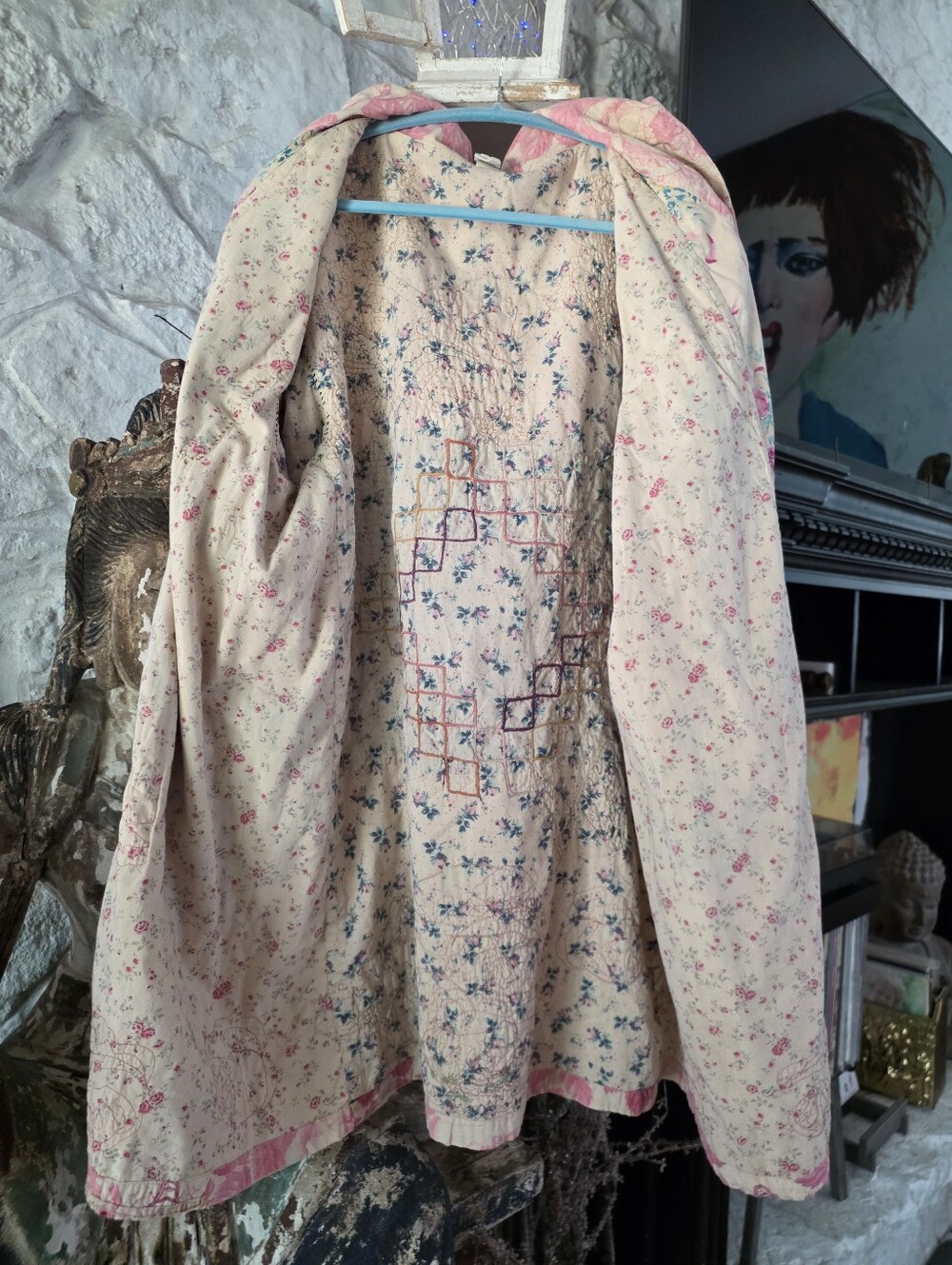 Magnolia Pearl Floral Patchwork Siyah Double Breasted Coat Jacket 909 Abilene - Picture 15 of 16